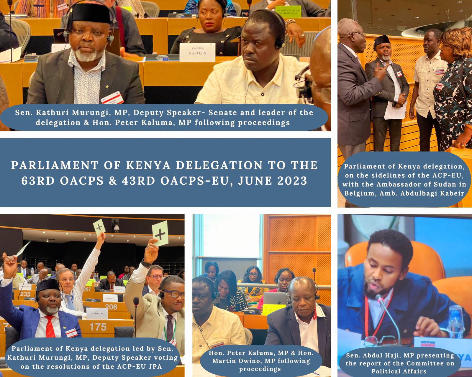 63rd OACPS Parliamentary Assembly and 43rd OACPS-EU Joint Parliamentary Assembly JPA 19th to 28th June 2023