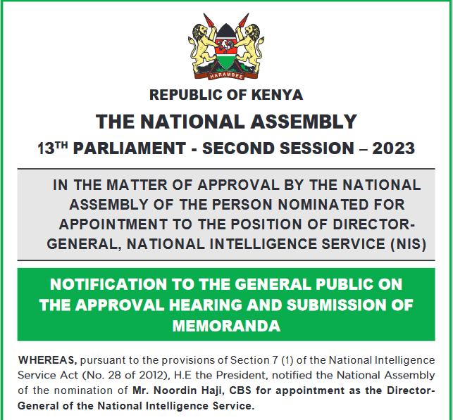 NOTIFICATION TO THE GENERAL PUBLIC ON THE APPROVAL HEARING AND SUBMISSION OF MEMORANDA