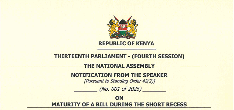 NOTIFICATION FROM THE SPEAKER No. 001 of 2025