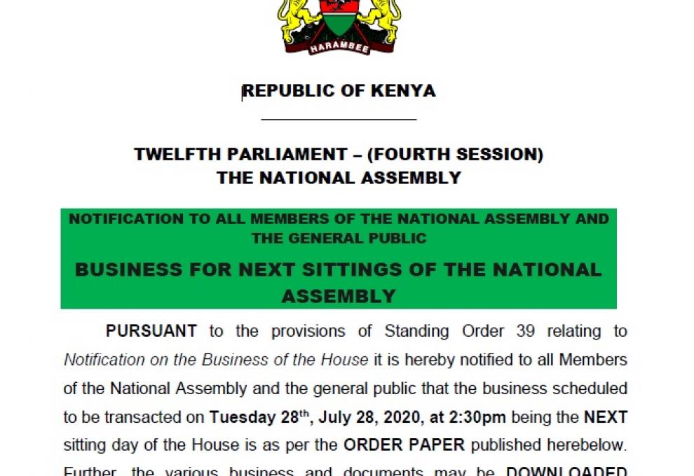 The National Assembly The Kenyan Parliament site