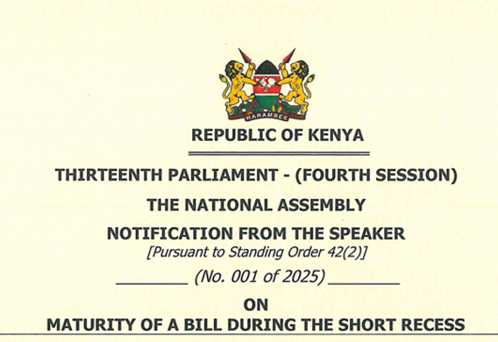 NOTIFICATION FROM THE SPEAKER No. 001 of 2025