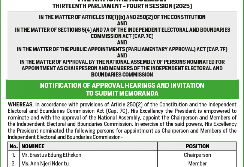 NA IEBC Nominees Vetting