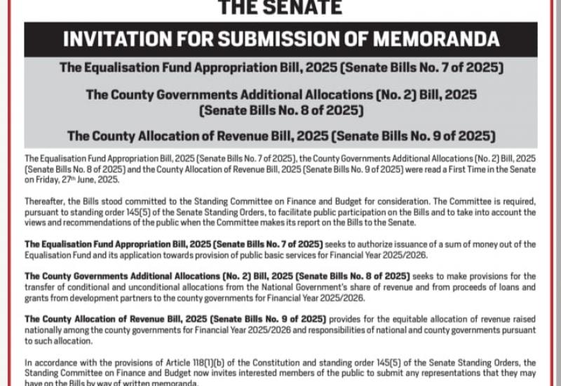 INVITATION FOR SUBMISSION OF MEMORANDA 