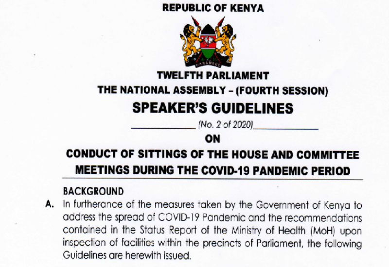 CONDUCT OF SITTINGS OF HOUSE AND COMMITTEE MEETINGS DURING THE COVID-19 PANDEMIC PERIOD.