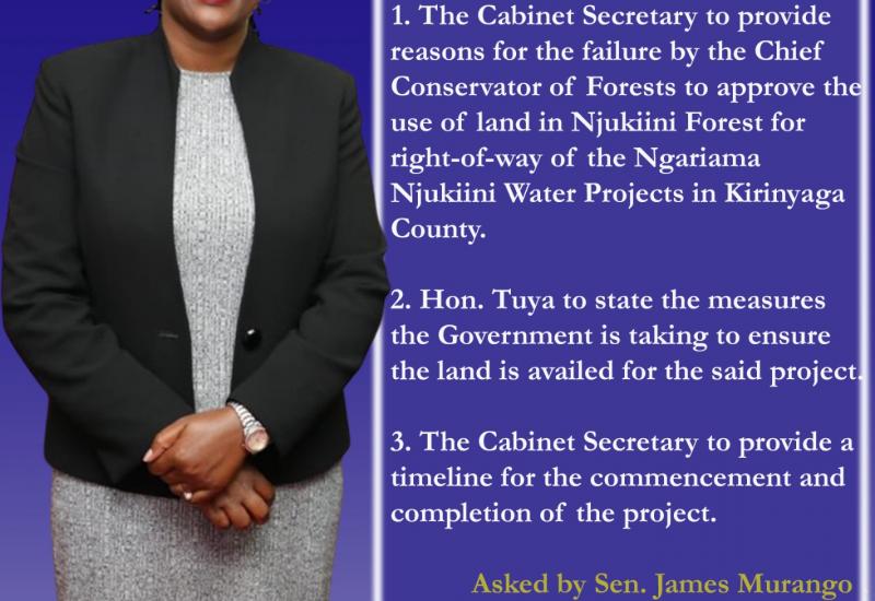 QUESTION TIME: Hon. Soipan Tuya - CS, Ministry of Environment, Climate Change and Forestry 