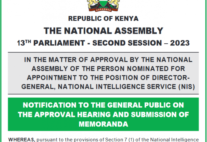 NOTIFICATION TO THE GENERAL PUBLIC ON THE APPROVAL HEARING AND SUBMISSION OF MEMORANDA