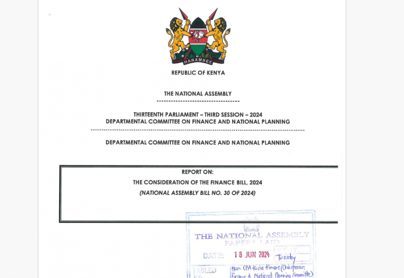 Report of the Finance and National Planning on the Finance Bill, 2024