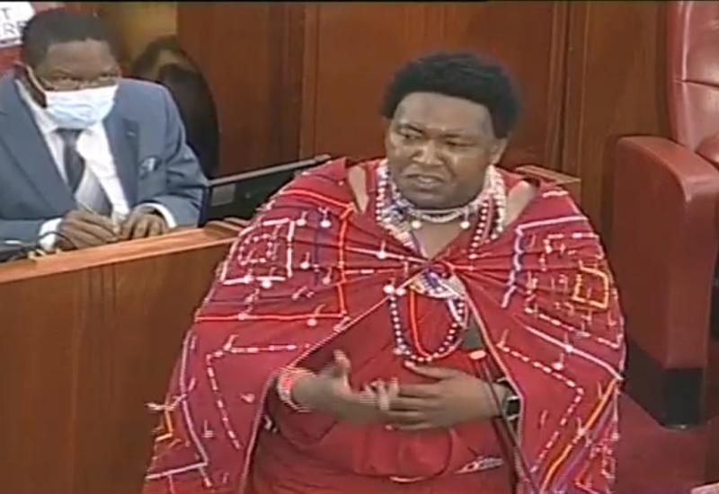 Sen Ledama Olekina on the Floor of the Senate Donning Maasai Traditional Shukas
