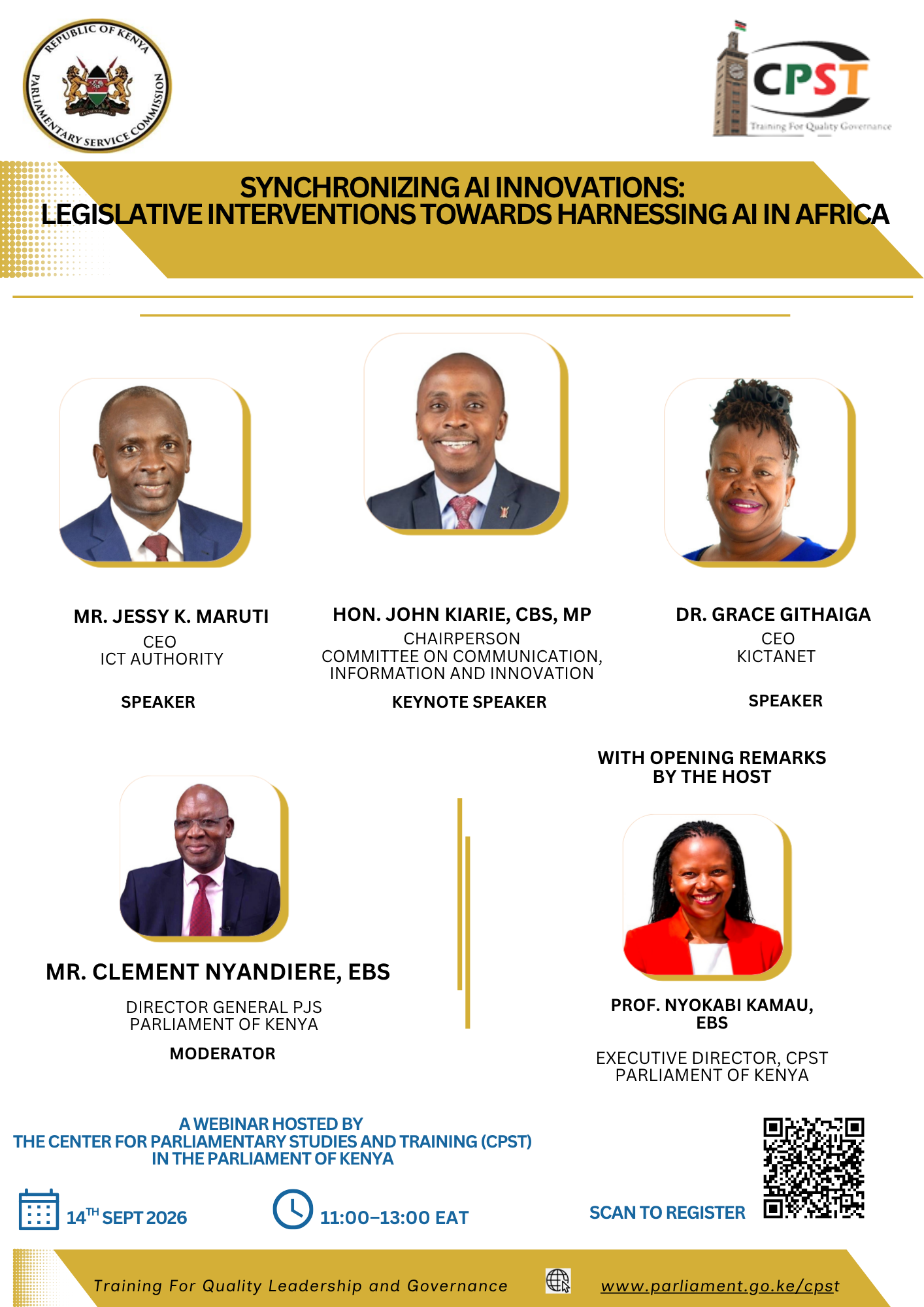 CPST WEBINAR ON, SYNCHRONISING AI INNOVATIONS: LEGISLATIVE INTERVENTIONS TOWARDS HARNESSING AI IN AFRICA