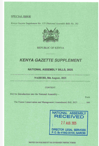 Forest Conservation and Management (Amendment) Bill, (National Assembly Bill No.38 of 2025.)