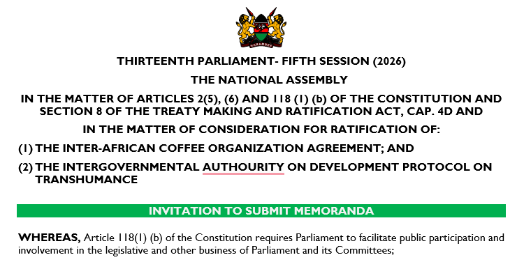 INVITATION TO SUBMIT MEMORANDA