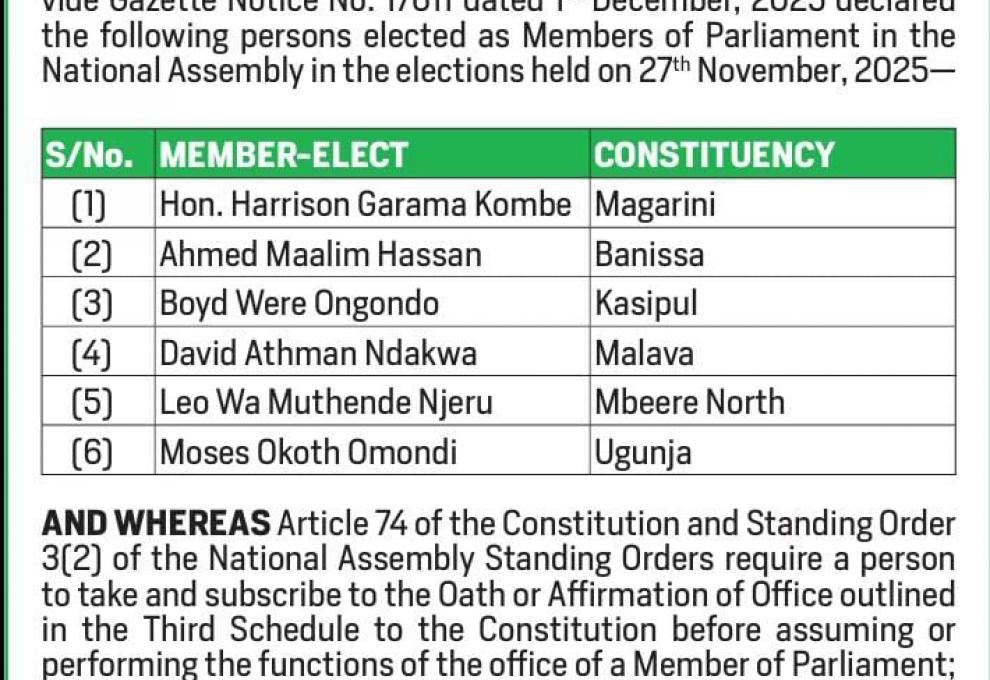 NOTIFICATION OF PRE-SWEARING