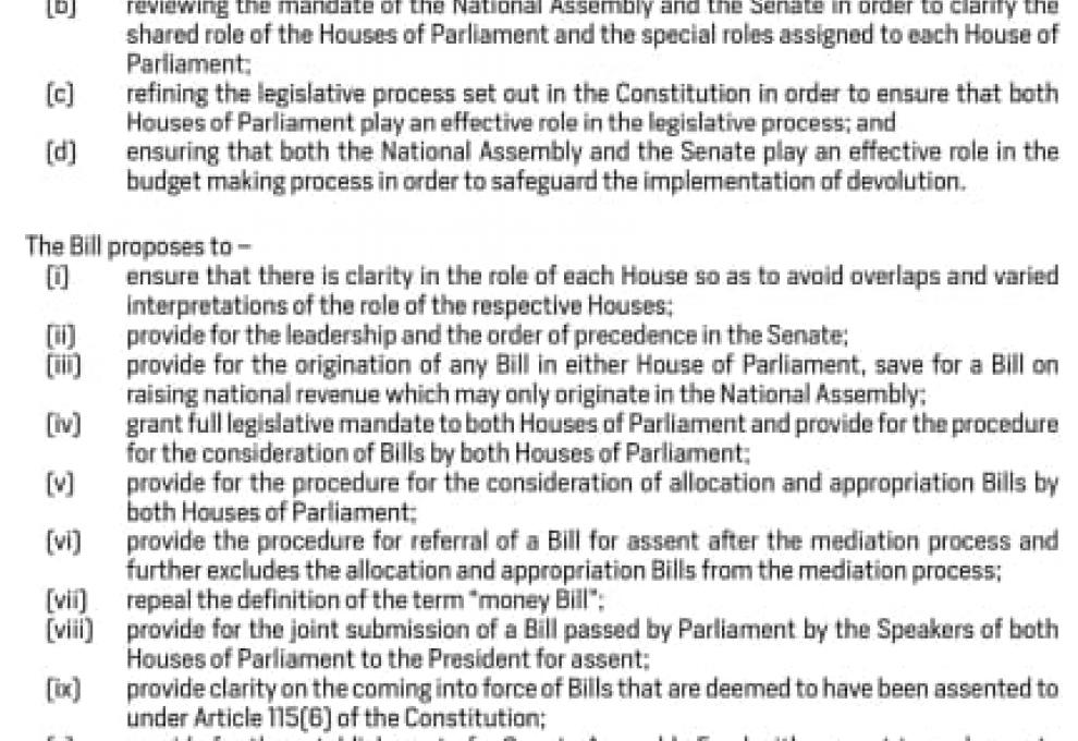 INVITATION FOR SUBMISSION OF MEMORANDA AND PUBLIC HEARINGS :- THE CONSTITUTION OF KENYA ( AMENDMENT) BILL, 2025  ( SENATE BILLS NO. 13 of 2025)