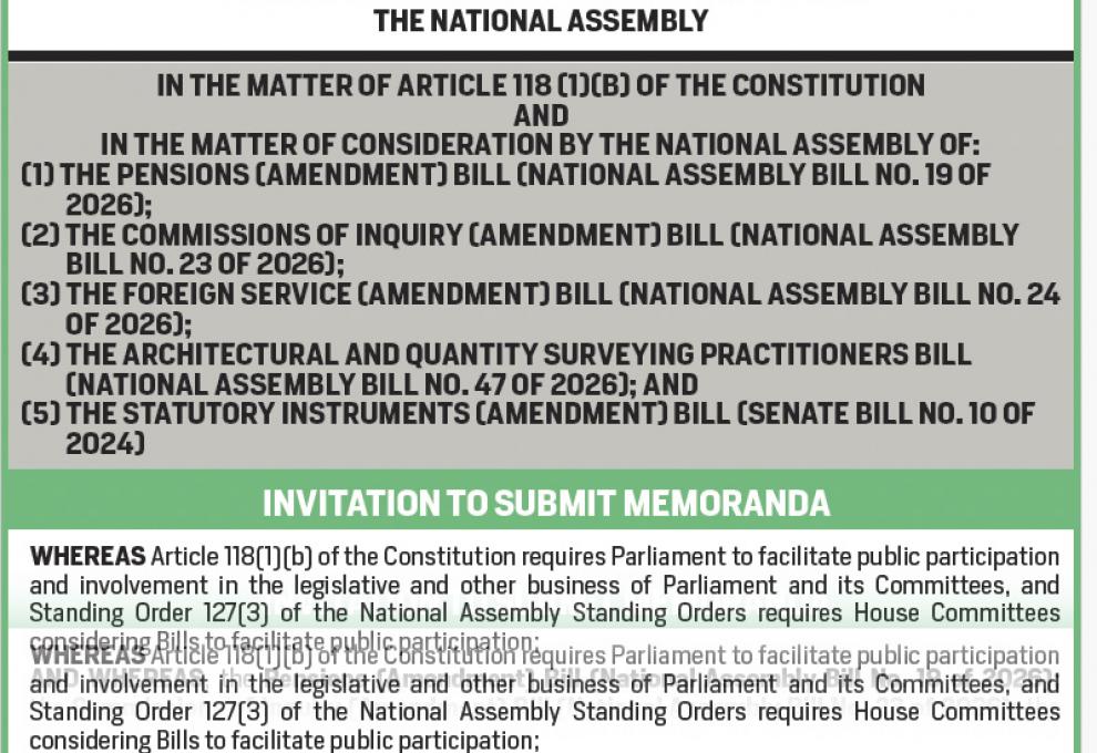 INVITATION TO SUBMIT MEMORANDA
