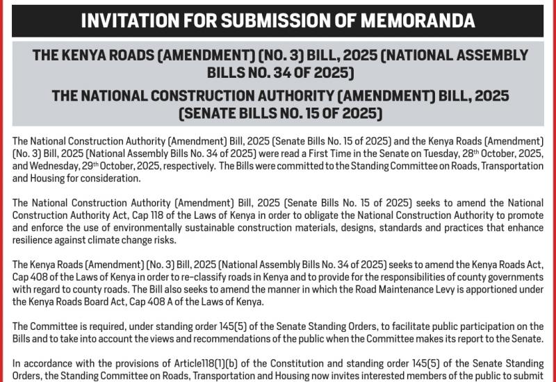 INVITATION FOR SUBMISSION OF MEMORANDA 