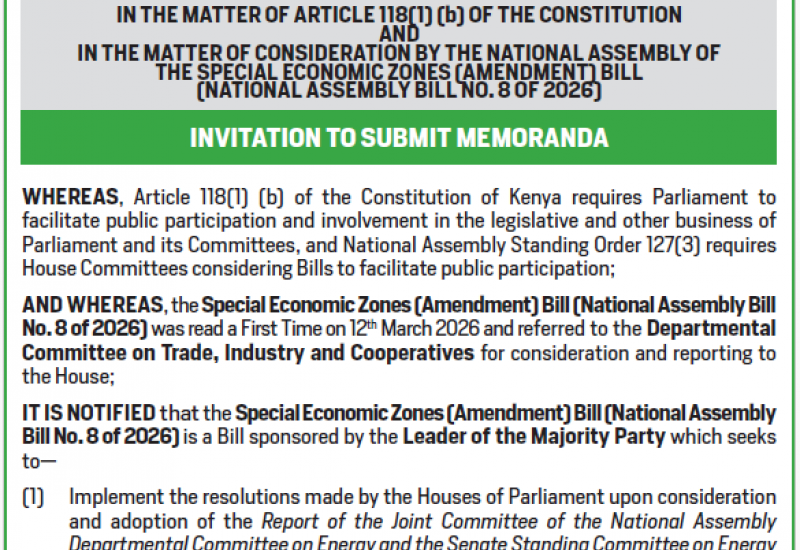 INVITATION TO SUBMIT MEMORANDA