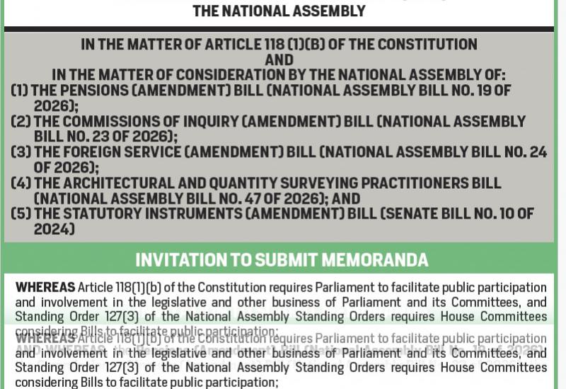 INVITATION TO SUBMIT MEMORANDA