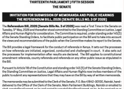 INVITATION FOR SUBMISSION OF MEMORANDA 